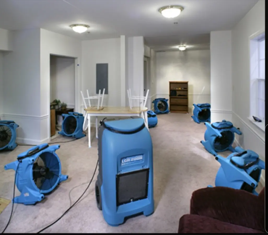 Air movers and dehumidifier setup for Water Extraction & Removal in West View